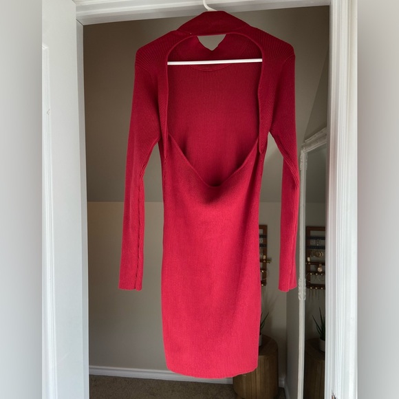 Fashion Nova Mockneck Ribbed Bodycon Midi Long Sleeve Festive Sweater Dresss - Picture 3 of 5